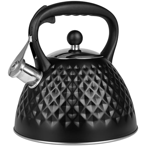KARL HAUSMANN Hervidor de Agua para Inducción - 3L - Negro Tetera de Acero Inoxidable con Silbato y Asa que No se Calienta - Para Induccion, Gas y Vitroceramica - Chaleira