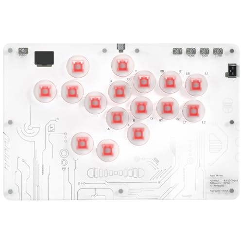 Artudatech レバーレスコントローラー 超低遅延1ms 高応答 アケコン RGB LEDライト アケコン レバーレス 膝置き可 レバーレス アケコン 連射機能 レバーレス マルチプラットフォーム互換性 アーケードコントローラー ターボ機能 アケコン