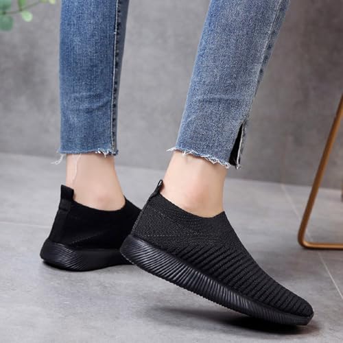 Women's Athletic Walking Shoes Slip On Casual Knit Mesh Breathable Comfortable Tennis Workout Sock Sneakers Non-Slip Work Jogging Fitness Road Running Lightweight Sport Fashion Sneaker3