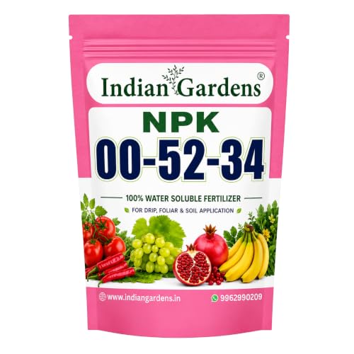 Image of Indian Gardens NPK 00:52:34 Water Soluble Fertilizer (250 Grams) | High Phosphorus & Potassium Plant Nutrient | Promotes Root Development | Suitable for Vegetables, Fruits, Flowers & Garden Plants