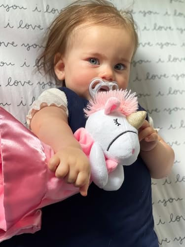 Image of Unicorn Lovey Blanket for Baby | Large 20 inch x 20 inch Baby Lovey for Girls | Cute Unicorn Security Blanket for Babies and Toddlers