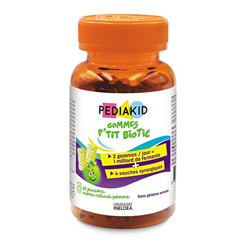 PEDIAKID - Gommes Ferments Lactiques - Formule Naturelle au Délicieux Arôme de Pomme - Contribue à Enrichir la Flore Intestinale - Soutient les Défenses de l'Organisme - 60 gommes Cover