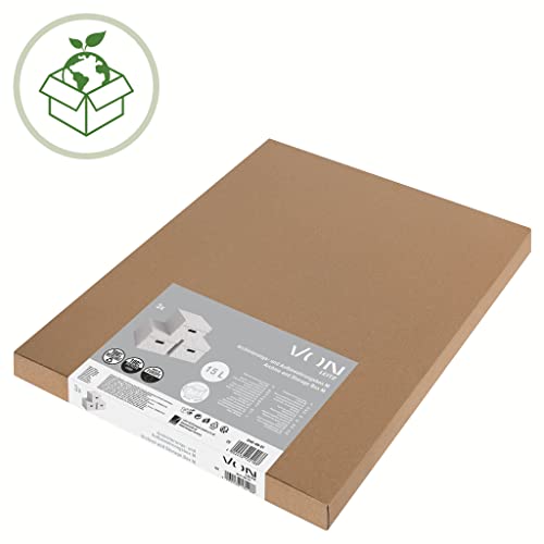 Leitz VON 61420001 Lot de 3 boîtes de rangement avec couvercle, 46 l, extra larges, en carton 100% recyclé, motif géométrique, pour l'école, l'étude et la maison, blanc, 61420001