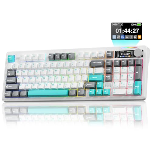 Image of LINGBAO K98 PRO 96% Mechanical Keyboard Wireless, with Screen & Knob, Creamy Gaming Keyboard, Tri-Mode BT5.0 /2.4GHz /USB-C, Gasket Mount Hot-Swappable Linear Switches RGB Backlit Gamer Keyboards for PC