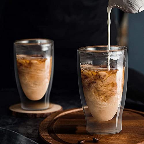 DUOS® Jumbo 6er Set Latte Macchiato Doppelwandige Gläser - 2x 80ml + 2x 310ml + 2x 410ml + 6x Löffel, Kaffeegläser für Cappuccino & Latte Macchiato