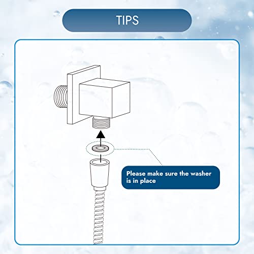 Cinwiny Square Wall Mounted Supply Elbow Solid Brass Brushed Nickel For Handheld Shower Head With G1/2”Shower Hose Connector Npt1/2" Water Union Outlet With Flange #TOP6