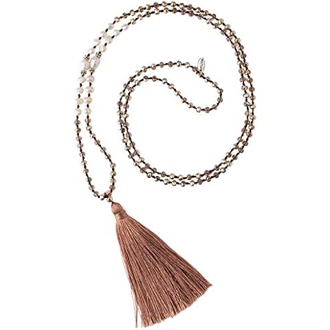 KELITCH Women Long Pearl Tassel Y Strand Necklace Cover