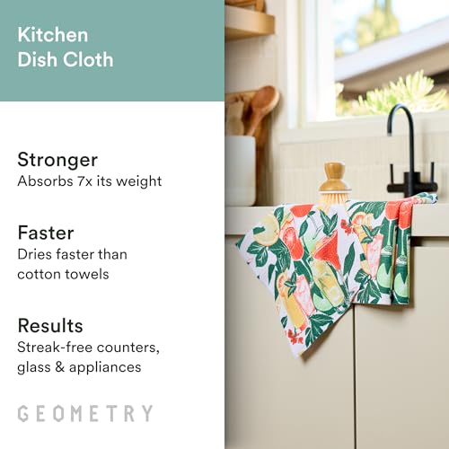 GEOMETRY Dishcloth – Spring & Summer Collection – Quick-Dry, Ultra-Absorbent, Reusable Microfiber Kitchen Towels for Drying & Cleaning - Summer Refreshments - 3-Pieces - image 2