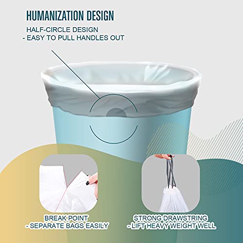Forid Mini Drawstring Trash Bags - 1.2 Gallon White Plastic Garbage Bags 240 Count Small Can Liners For Bathroom Bedroom Office Home 5 Liter (1-2 Gal) #TOP2