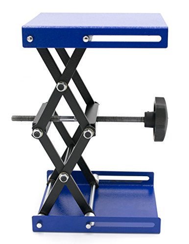 EISCO Laboratory Scissor Jack - 55lb Load Capacity - 6"x5" Steel Platform - Max Height 9.75", Min Height 2.5" - Screw Operated Mechanism