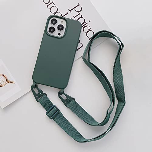 KONARO iPhone 11Pro 用 ケース スマホショルダー スマホストラップ ネックストラップ 携帯ストラップ 首掛け/斜め掛け クロスボディ・ストラップケース ストラップ付き スマホケース 全面 360°保護 耐衝撃 すり傷防止 アイフォン 11Pro 用 ケース クラシック チャーム シリーズ 全機種対応(ダークグリーン,iPhone 11Pro)