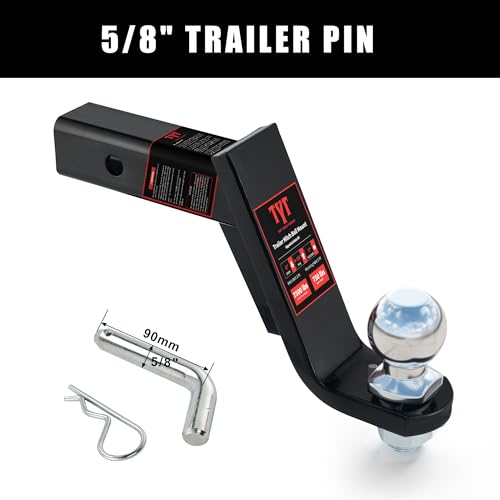 Image of TYT Trailer Hitch Ball Mount Kit, 6-Inch Drop, Fits 2-Inch Receiver, 2-Inch Trailer Ball with 5 /8 inch Hitch Pin Clip, Rated 7,500 lbs GTW / 750 lbs TW