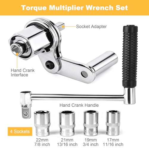 Loksun Torque Multiplier Wrench Set, Heavy Duty Labor Saving Lug Nut Remover, 1/2" Drive Square, 1:16 Gear Ratio Hand Lug Nut Wrench Kit for Automotive Tire Nuts Removal (Max 680NM) by Loksun - Image 4