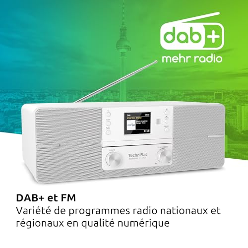 Radio DAB+ TechniSat DIGITRADIO 371 CD BT blanc avec lecteur CD et Bluetooth