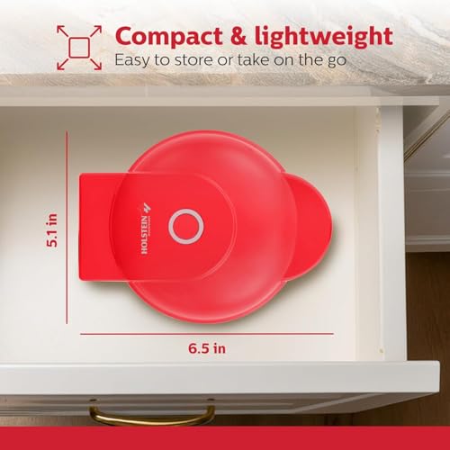 Image of Mini Waffle Maker|Portable Electric Non Stick Waffle Iron|Round Waffle Maker Grill Machine for Individual Pancakes, Cookies, Eggs, Waffles, Paninis, Breakfast, Lunch, Snack (Red Color)