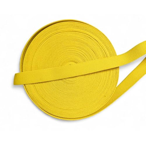 Image of MAVERICK STRAPS 1 Inch Elastic Band for Sewing, Tailoring & Fashion Designing | Elastic Roll for Clothes, Pants, Scrunchies, Boutique & Craft | 12 Mtr Woven Elastic Strap/Tape (Yellow, 1 Inch)