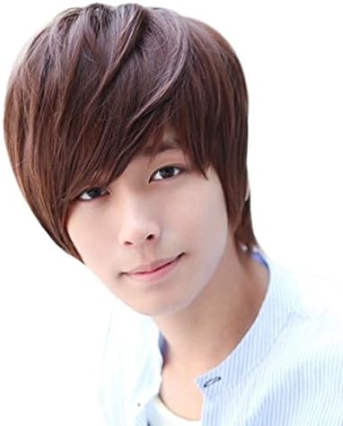 Amazon メンズ ウィッグ少し長めの ふわふわ イケメンくん 男性 ナチュラルブラック フルウィッグ 通販