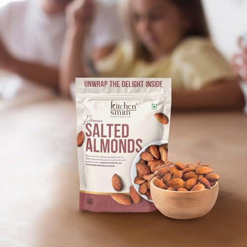 Image of KitchenSmith Jumbo Salted Almond - Pack of 2 (250gm Each) | Badam Giri, Naturally Sourced Crunchy Badaam & High In Antioxidant | Naturally Sweet And Tasty