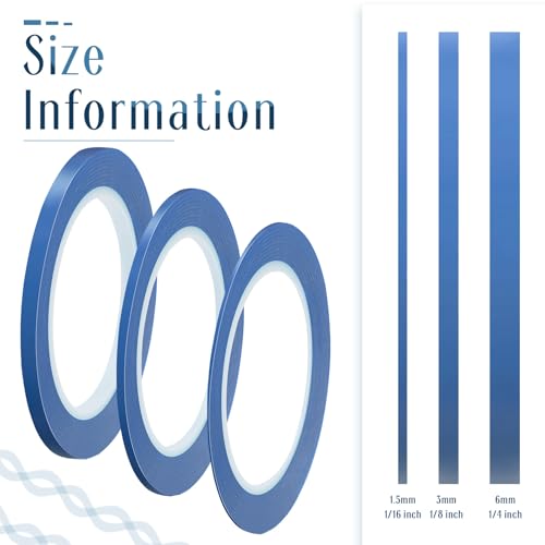 Image of Nezyo 6 Pcs Vinyl Pinstripe Tape Auto,Dark Blue,1 /16,1 /8, 1 /4 Inch
