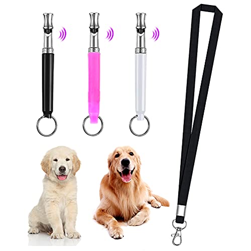 Silbato para Perros con Cordón, Ultrasonidos Silbato de Entrenamiento de Perro, 3 Piezas Silbatos Profesional para Perros,Silbato para Perro para Entrenamiento de Perros y Control de Descortezos Cover