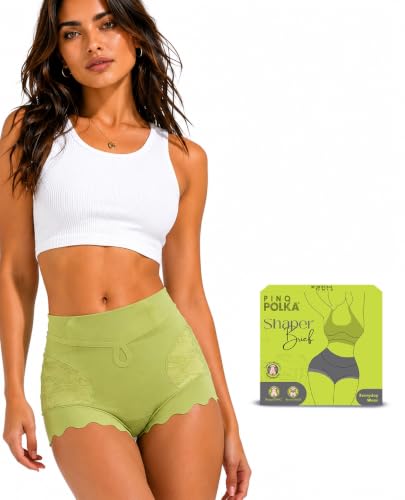 Image of PINQ POLKA Tummy Tucker High Waist Shaper Brief Panty Women, Underneath Belly Fat Control Shapewear All Weather, Breathable Lace