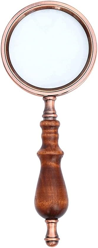 10X 75mm Handheld Magnifier Wooden Handle Vintage Magnifying Glass Portable Retro Eye Loupe with Gift Box