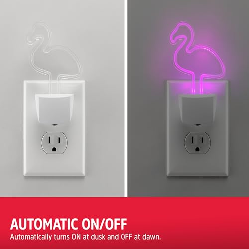 Image of Energizer Flamingo Night Light, Neon, Auto On /Off, Pink