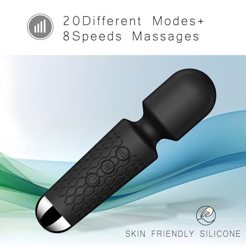 Image of Powerful Cordless Mini Massager, Handheld Vibration Massage Wand for Back Neck Legs, Personal 8 Speeds 20 Modes, Portable for Home Travel (Black)