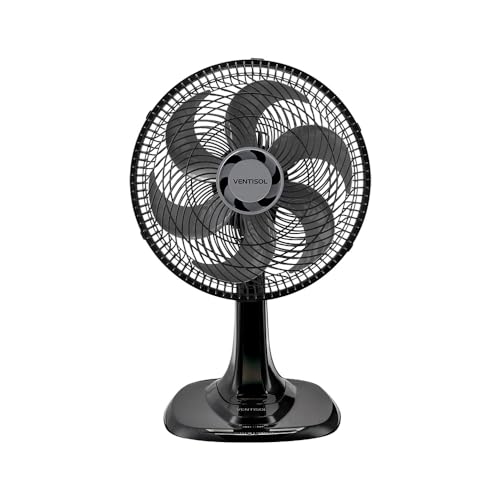 Ventisol Ventilador de Mesa Oscilante, Turbo 6 Pás Premium, Preto, 30cm, 127V