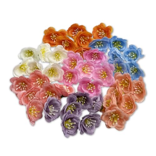 KASESSS 42 Pezzi Gelsomino Fiori Finti per Decorazioni, Mini Fiori Artificiali, Multicolore Fiori per Torte, FIori Finti da Interno Esterno, Fiori Finti per Bomboniere per San Valentino Feste