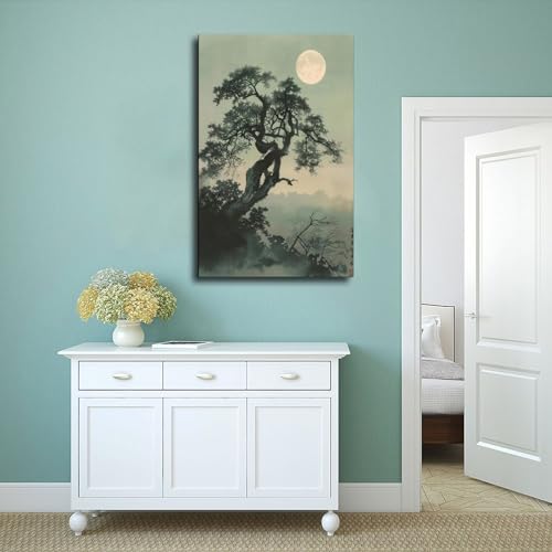 Toile Koson Ohara style nature pour reveiller un mur blanc de salon