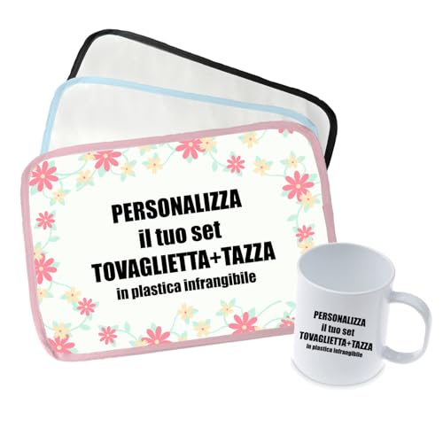 Set Desayuno Bocadillo Niños Escuela - Mantel Individual, Taza de Plástico, Botella, Lonchera, Mochila Todo Personalizable (Mantel Individual + Plástico)