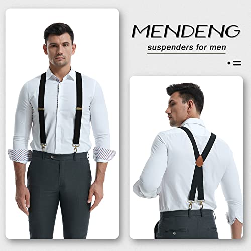 Image of MENDENG Suspenders for Men Heavy Duty Swivel Hooks Retro X-Back Adjustable Brace