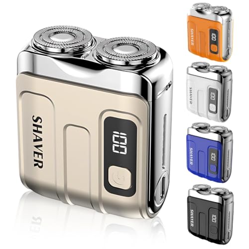 Image of Portable Mini Mens Electric Shaver Compact Dual Head Shaver, Golden