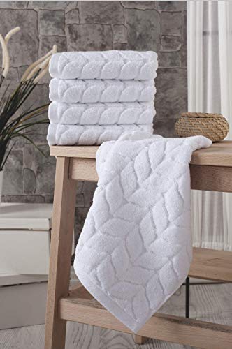 Bagno Milano 100% Turkish Cotton Jacquard Luxury Quick Dry Non-Gmo Ultra-Soft, Plush And Absorbent Luxury Durable Turkish Towels Set (White, 6 Pcs) #TOP3