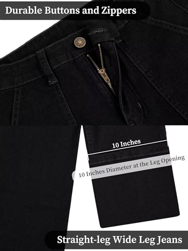 Image of Wide Leg Jeans for Women High Waist Stretch Cargo Denim Pants