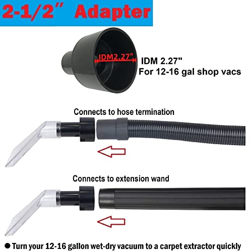 Rosyocean Compatible With All Shop Vacs Extractor Attachment With 2-1/2" & 1-7/8" & 1-1/4" Adapters Auto Detailing Vacuum Cleaner Extraction Universal Accessories For Upholstery & Carpet Cleaning #TOP1