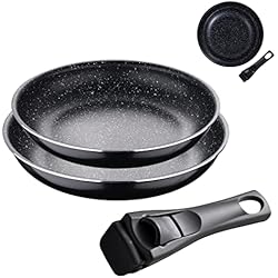 Amazon Black Friday Sartenes Bergner Click & Cook Edición Black | Juego de Sartenes | 2 Sartenes de Aluminio Prensado de 24 y 28 cm| con Mango Ergonómico Intercambiable | Menaje de Cocina | para Todo Tipo de Cocinas