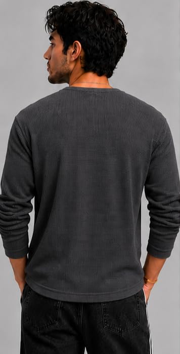 Image of Men's Premium Waffle Knit Henley Tshirt for Men
