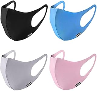 Emmangel Fashion 4 Pack Face Masks Reusable Washable Silk Cotton Mouth Cover Protection