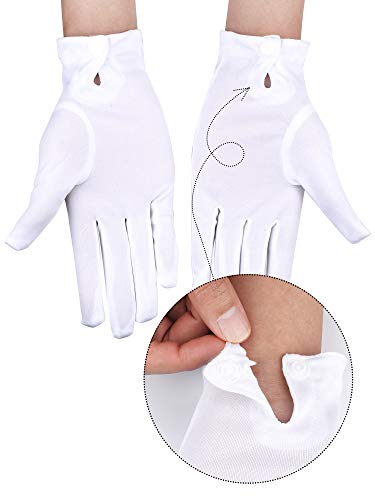 image for SATINIOR 12 Pairs White Black Uniform Gloves Men Women Parade Costume 