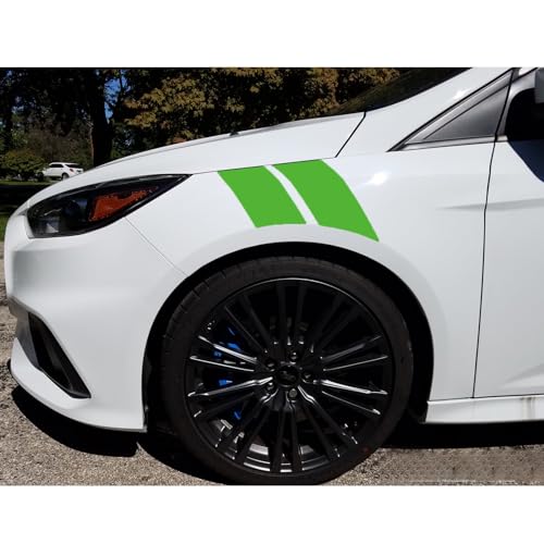 Image of x xotic tech 4pcs Car Fender Stripes Hash Marks KK Vinyl Sticker Universal for Car Truck SUV Auto Bumper Racing Stripe Decal (Green)