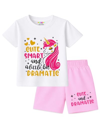 Image of Kuchipoo Girls Regular Fit Cotton T-Shirts and Shorts Set