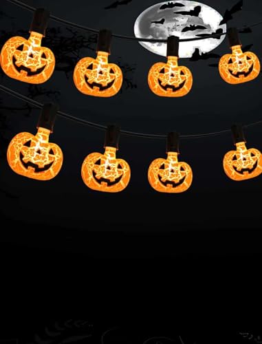 10.5Ft Halloween Pumpkin String Lights E12 Base LED Pumpkin Lights Plug in