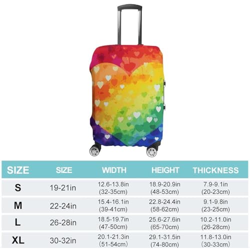 Colorful Rainbow Love Heart Printed Luggage Cover Protector, Fits 18-32 Inch Luggage2