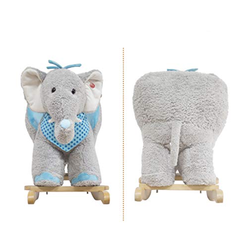 Schaukelpferd Schaukeltier Kinder grau Elefant Schaukelstuhl aus Massivholz mit Musik Baby-Schaukel Wiegen Schaukelstuhl… – Bild 4