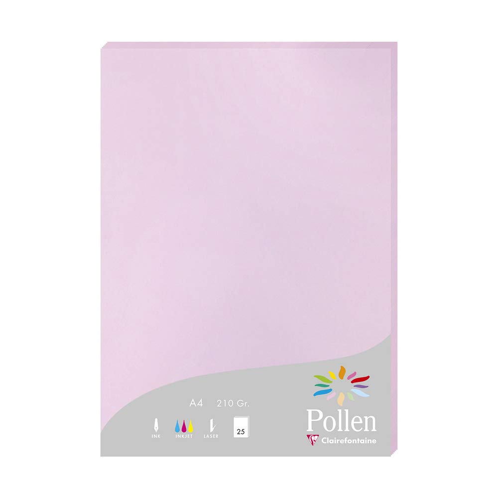 Clairefontaine - Ref 24152C - Pollen Coloured Paper (Pack of 25 Sheets) - A4 (210 x 297mm), 210gsm Paper, Inkjet & Laser Printer Compatible, Acid Free - Lilac