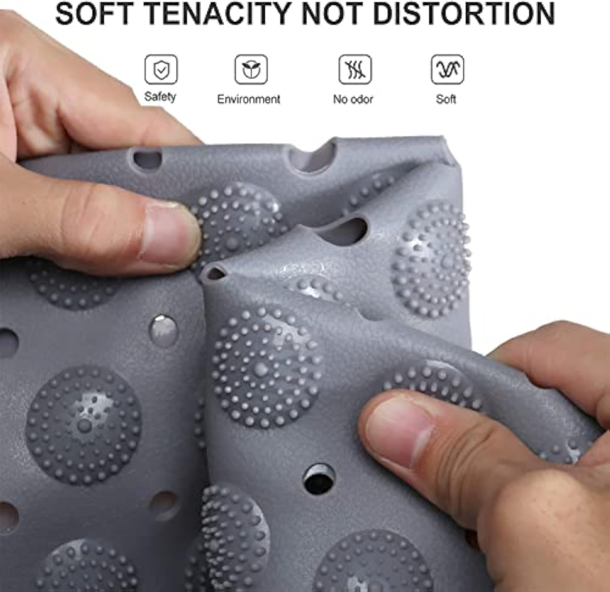 Anti-Skid Bathroom Floor Mat with Suction Cups, Grey