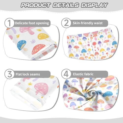 Trippy Mushrooms Rainbow Kids Girl's Basic Leggings Casual High Waisted Dance Pants Exercise3