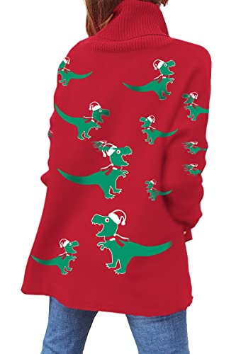 Image of LILLUSORY Women's Turtleneck Oversized Sweaters Long Batwing Sleeve Spilt Hem Tunic Pullover Knit Tops